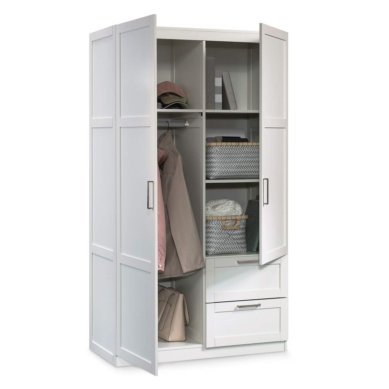 2 Door Wardrobe with Drawers, White
