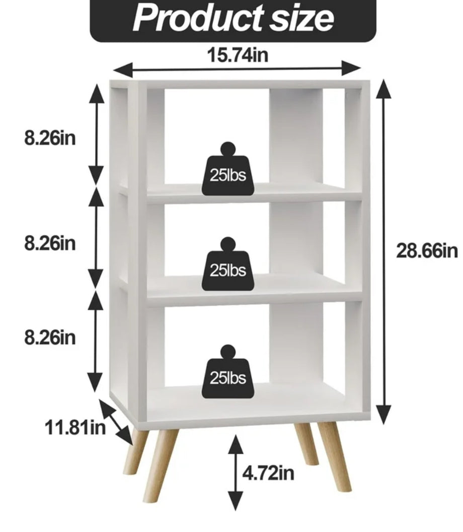 3 Tiers White Side Table
