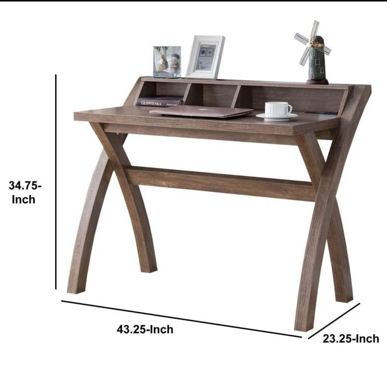 Modern Wooden Desk with Storage and Charging Station