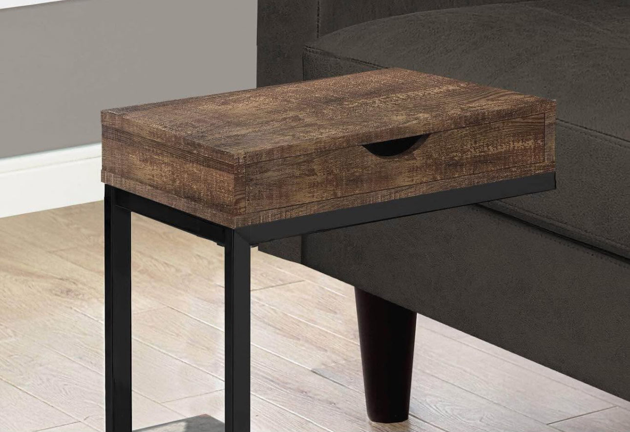 End Table with Drawer Rustic Brown