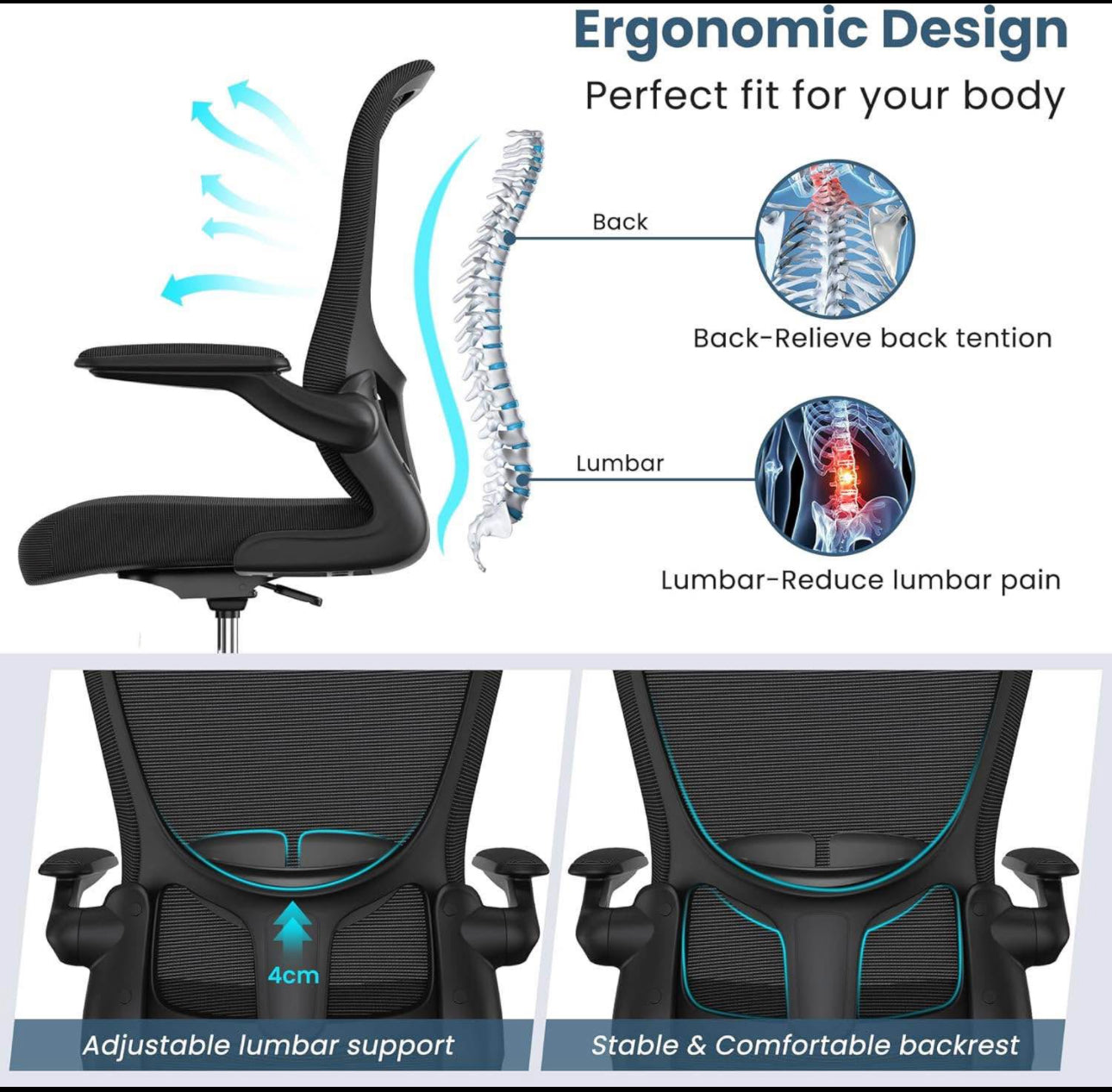 Executive Office Chair with Lumbar Support and Footrest