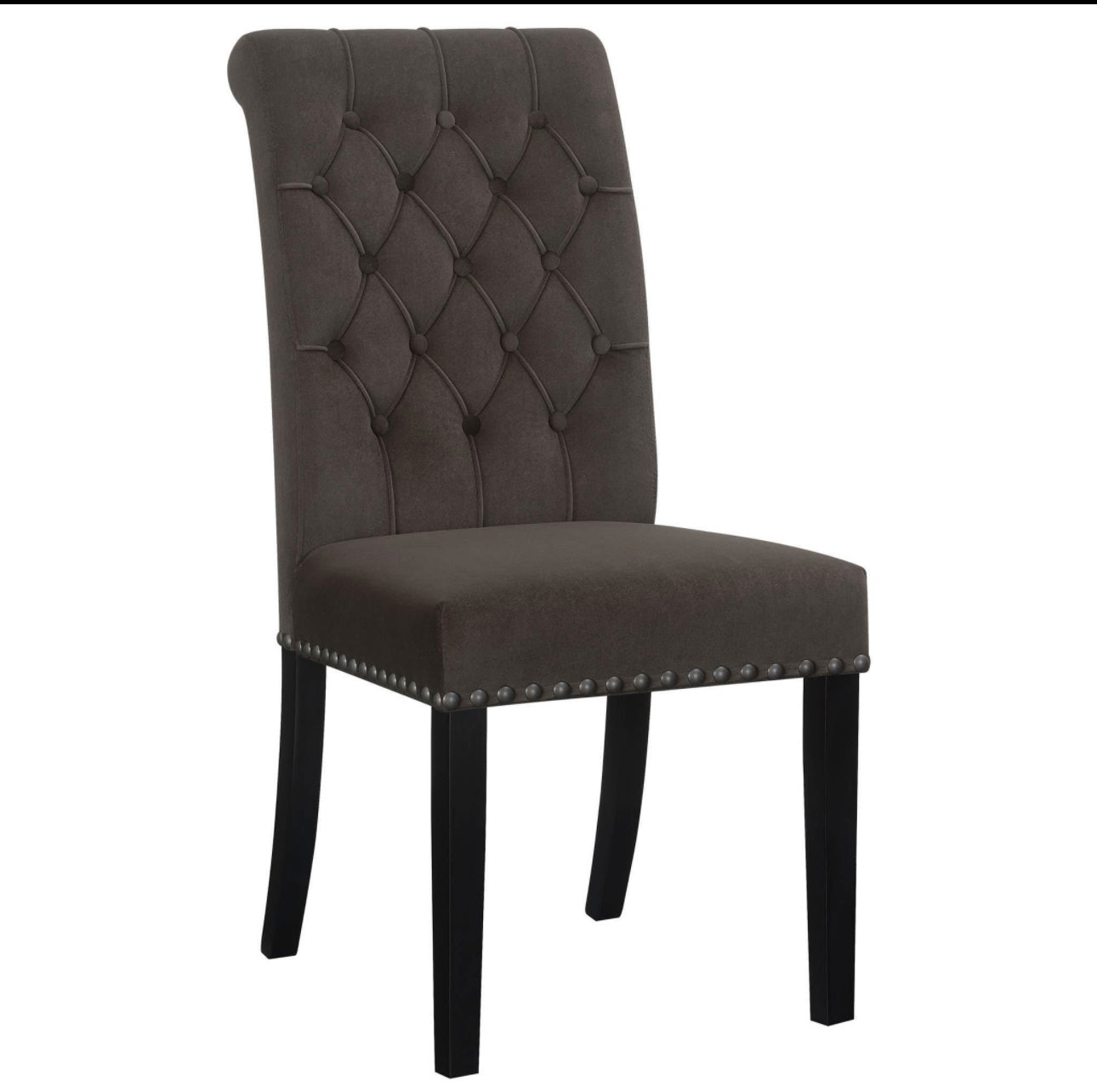 Velvet Brown Upholstered Dining Chair Set (x2)