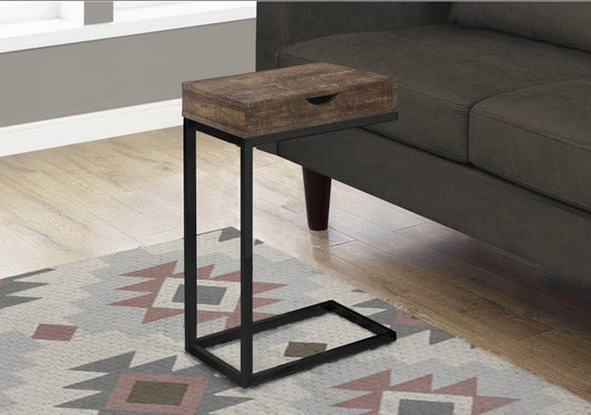End Table with Drawer Rustic Brown