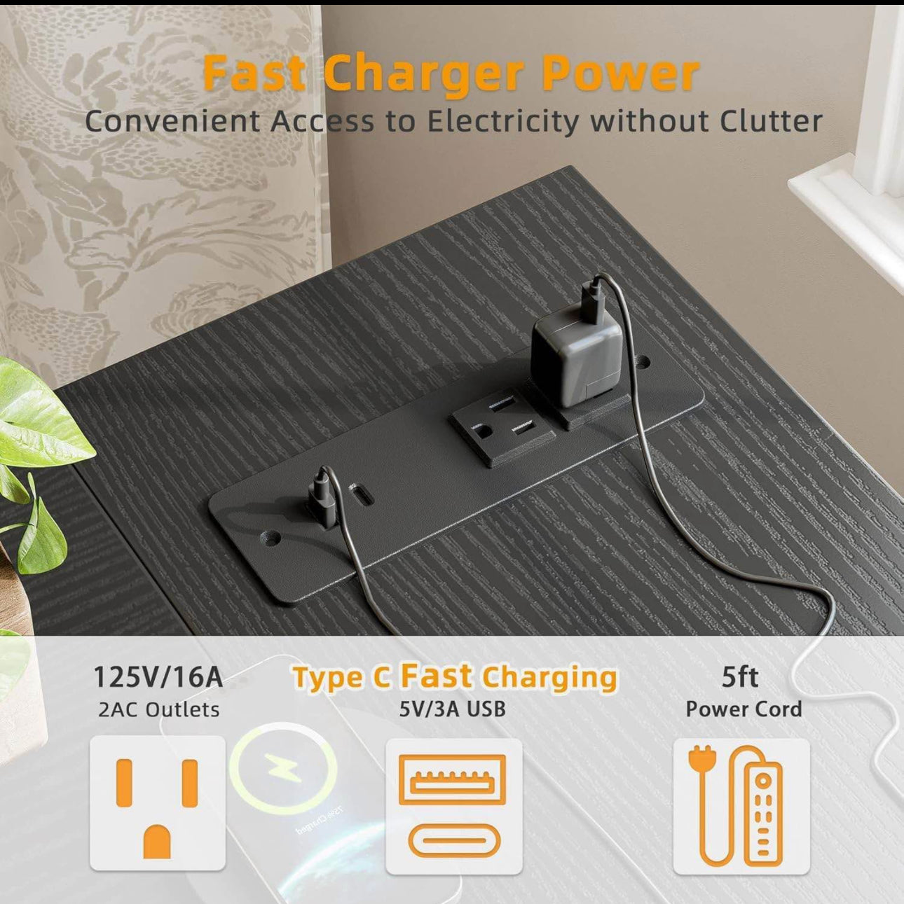 L Shape Gaming Computer Desk with Power Outlet
