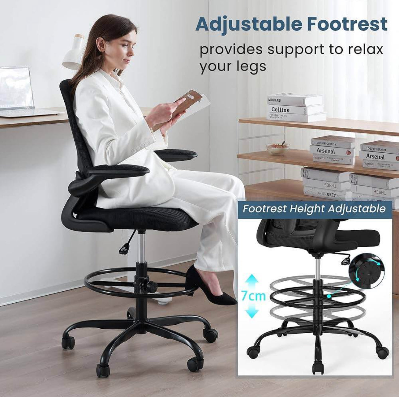 Executive Office Chair with Lumbar Support and Footrest