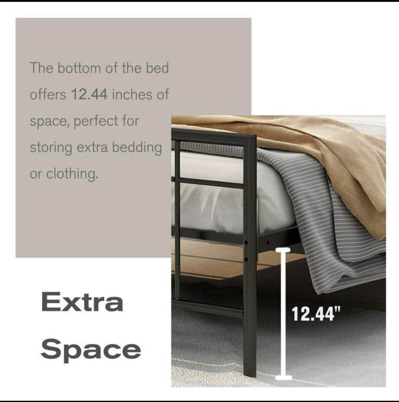 Full/Double Metal Platform Bed with Cushioned PU headboard