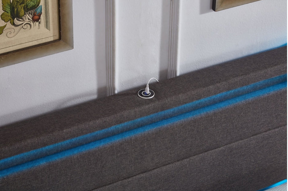 Wingback Design with LED Lights and 4 Large Pull-Out Wire Mesh Storage Drawers