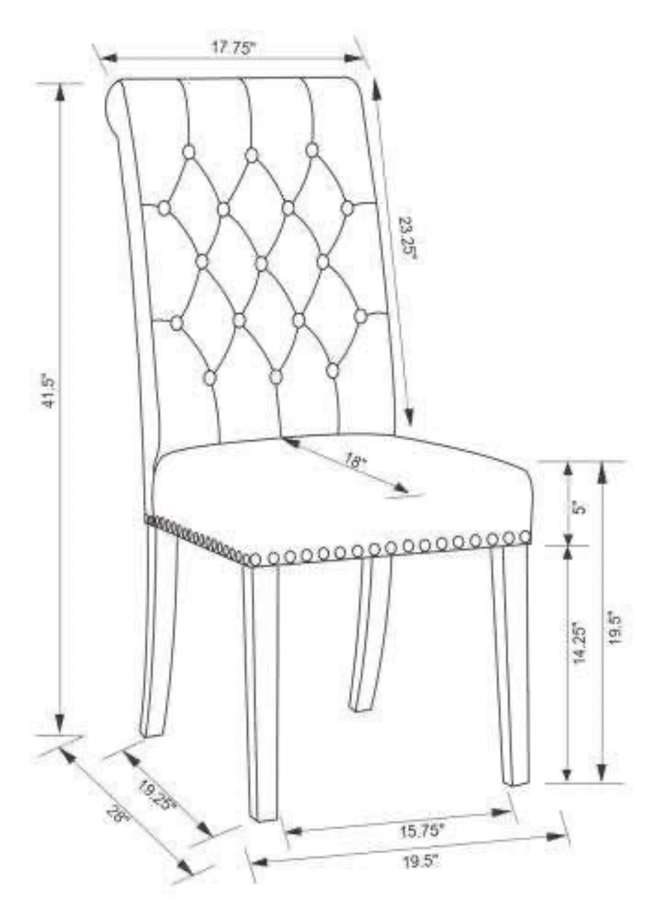 Velvet Brown Upholstered Dining Chair Set (x2)