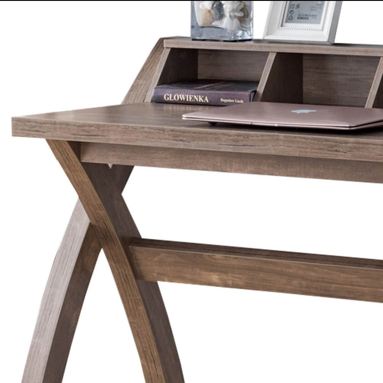 Modern Wooden Desk with Storage and Charging Station
