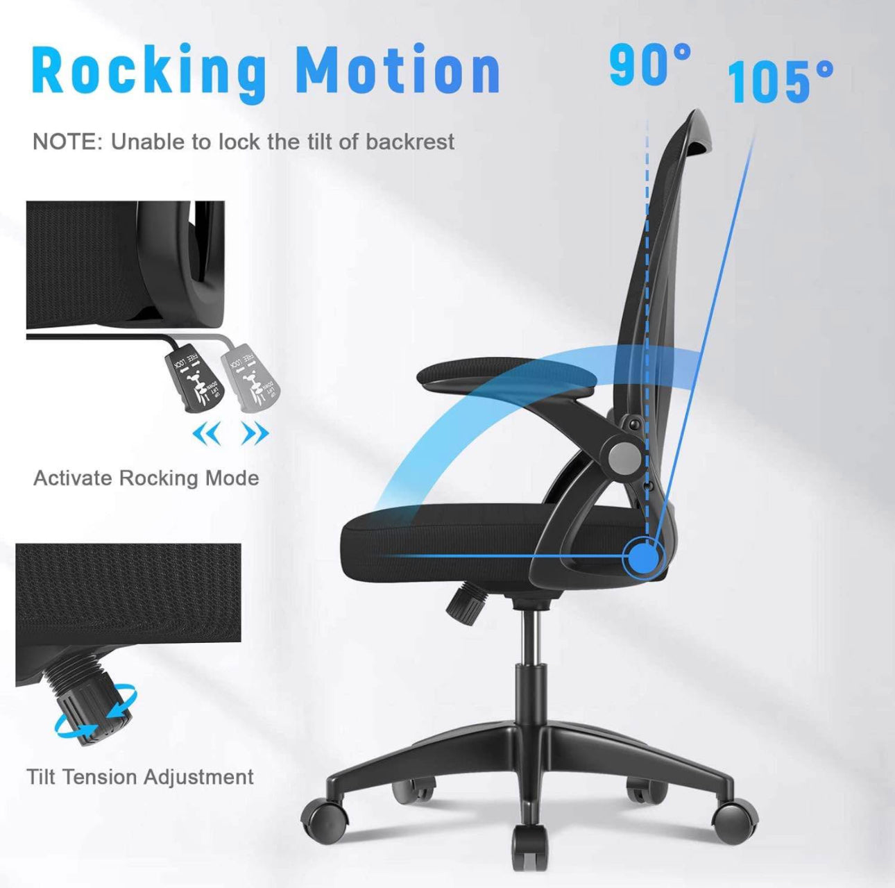 Black Ergonomic Office Chair with arm and lumbar support