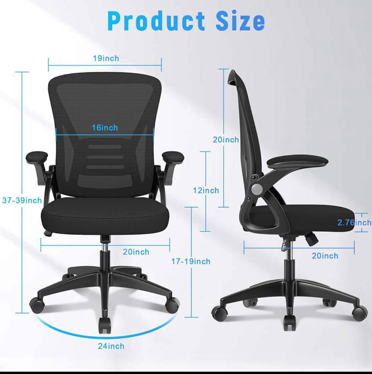 Black Ergonomic Office Chair with arm and lumbar support