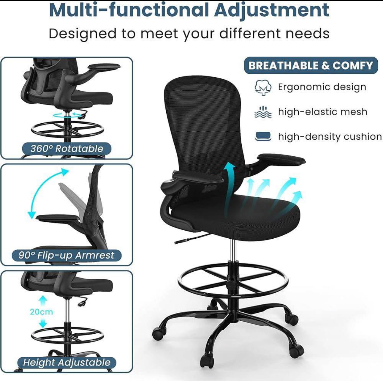 Executive Office Chair with Lumbar Support and Footrest