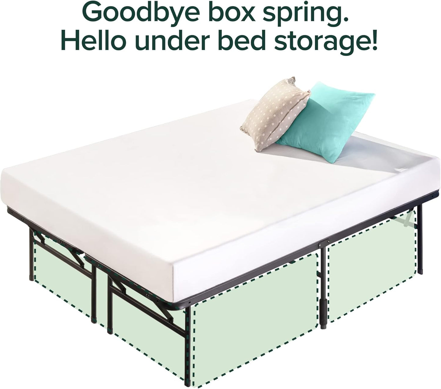 Metal Foldable Platform Bed Frame, Tool-Free Assembly - Heavy Duty with Under Bed Storage