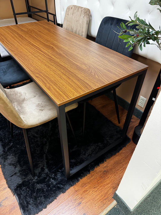 55” Wide Wood and Metal Dining Table