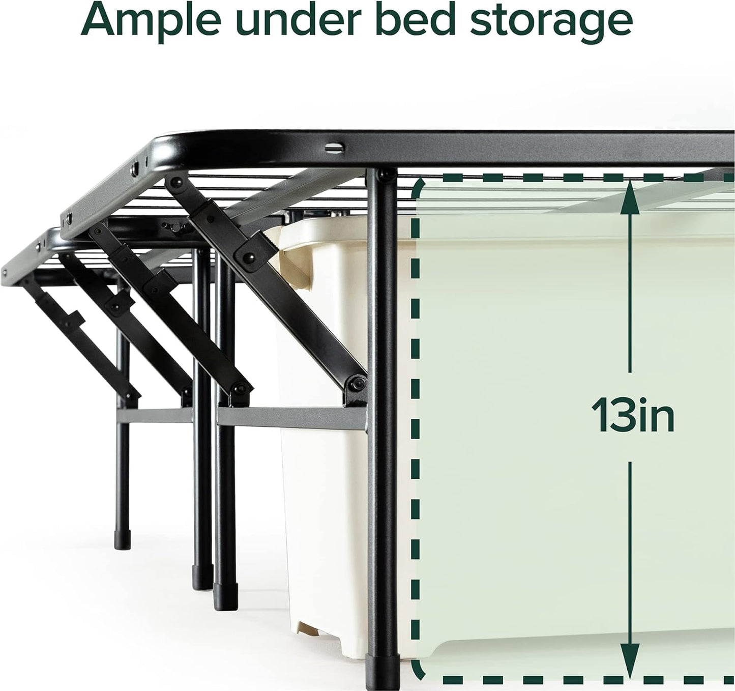 Metal Foldable Platform Bed Frame, Tool-Free Assembly - Heavy Duty with Under Bed Storage