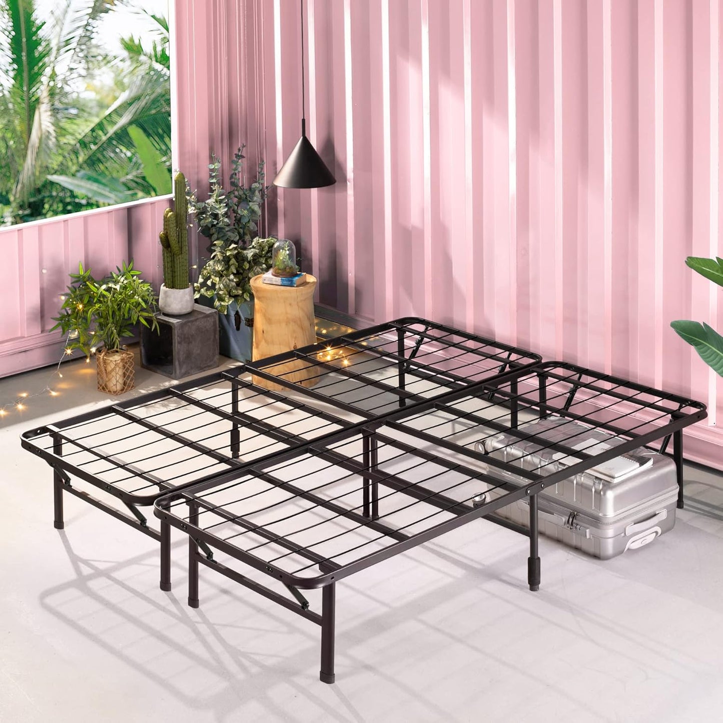 Metal Foldable Platform Bed Frame, Tool-Free Assembly - Heavy Duty with Under Bed Storage