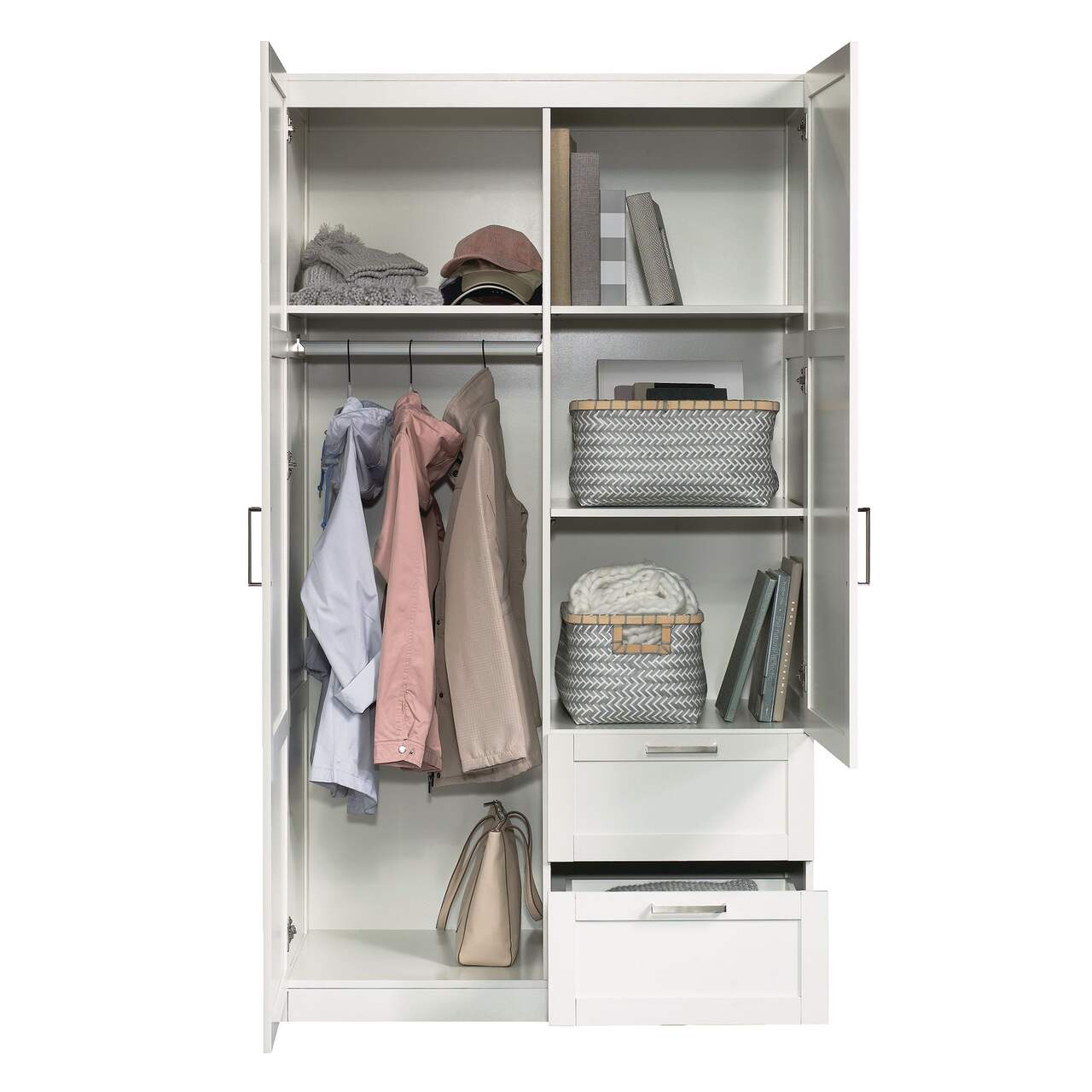 2 Door Wardrobe with Drawers, White