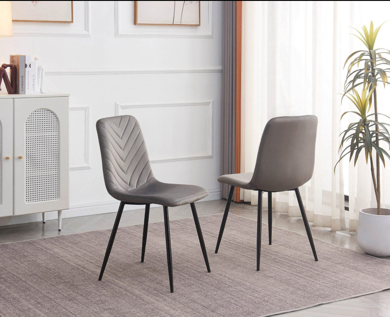 7-pcs Sintered Stone Dining Table Set with Velvet Chair