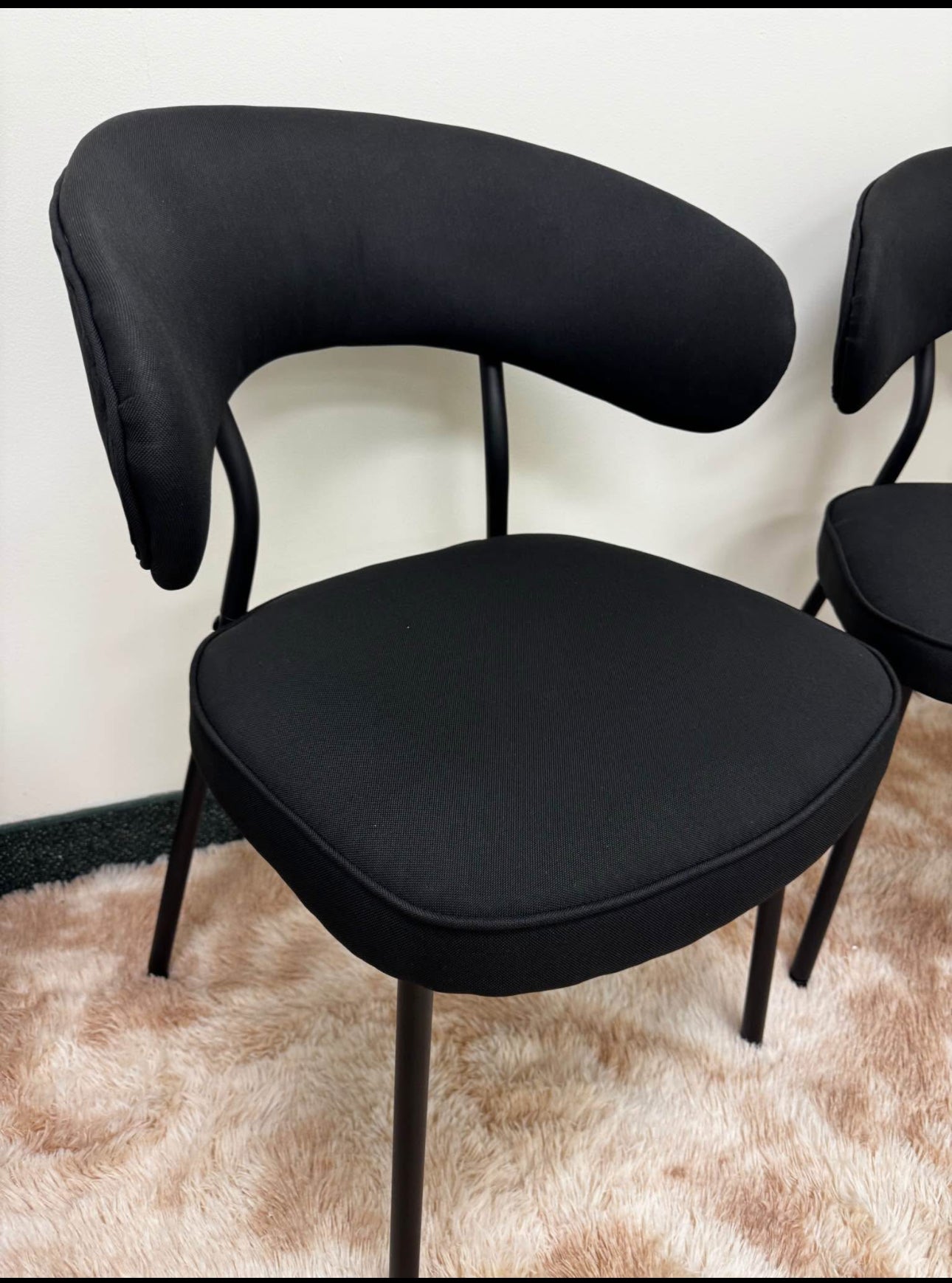 Black Fabric Accent Chair with Metal Legs - New Assembled