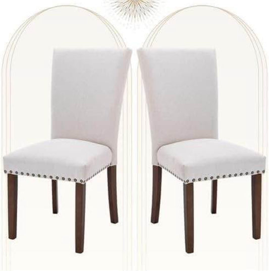 Upholstered Dining Chairs Set of 2, Fabric with Nailhead Trim