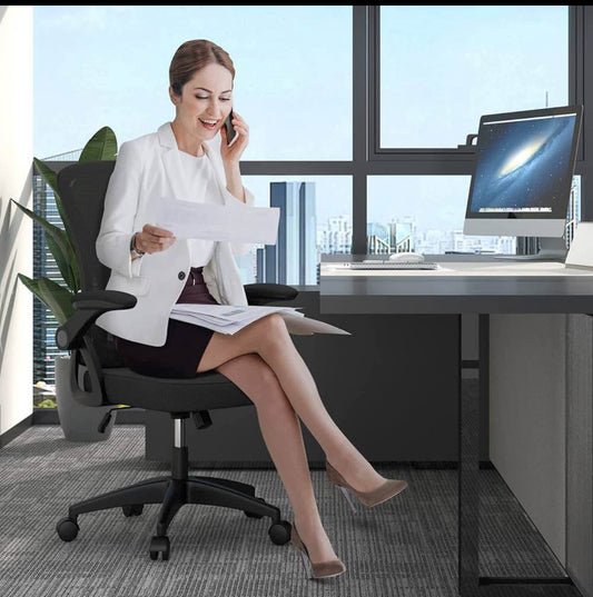 Black Ergonomic Office Chair with arm and lumbar support