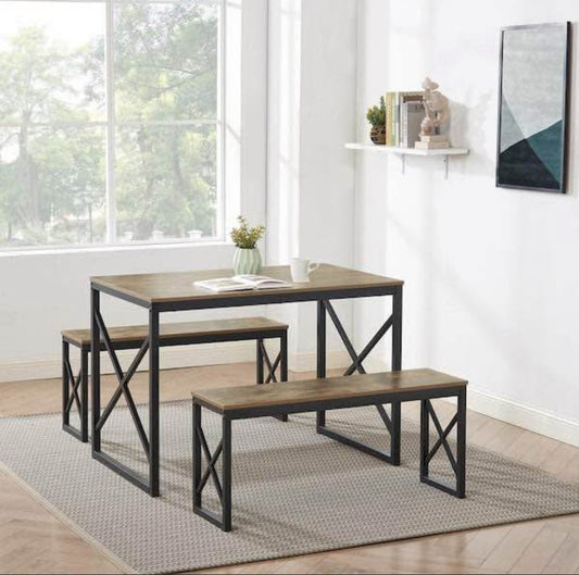 Dining Table Set with 2 Benches