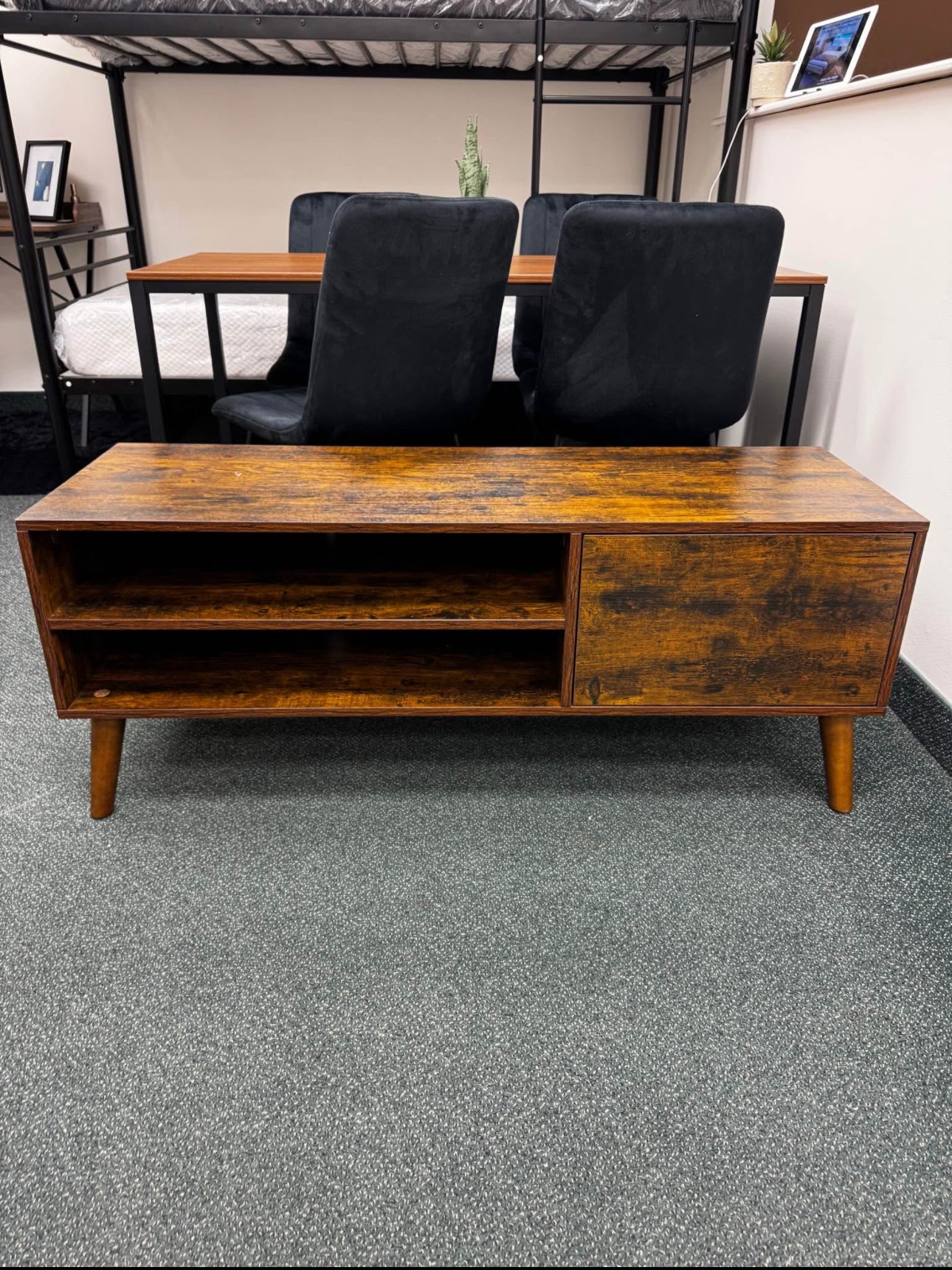 Wooden TV Stand Rustic Brown for up to 55 inch TV