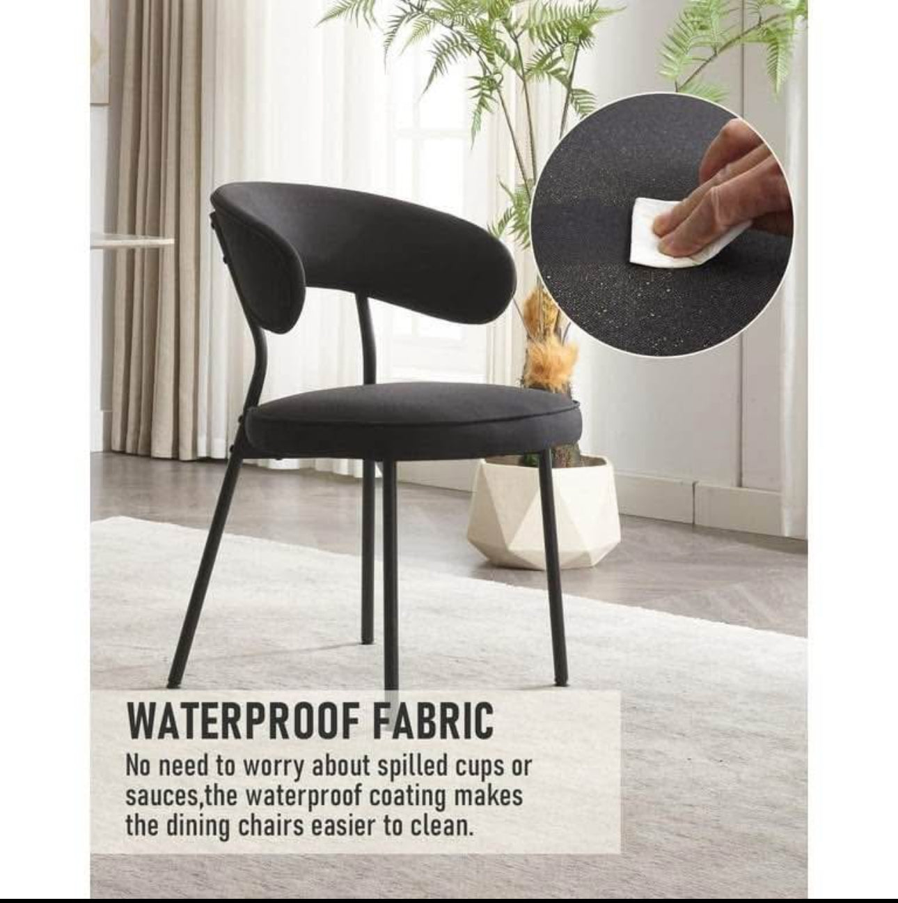 Black Fabric Accent Chair with Metal Legs - New Assembled