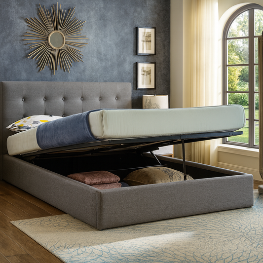 Upholstered Hydraulic Storage Platform Bed