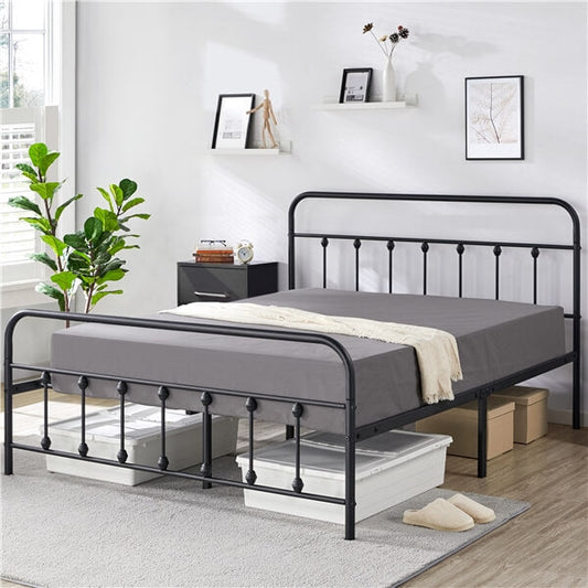 Farmhouse Style Metal Platform Bed Frame, No Box Spring Required